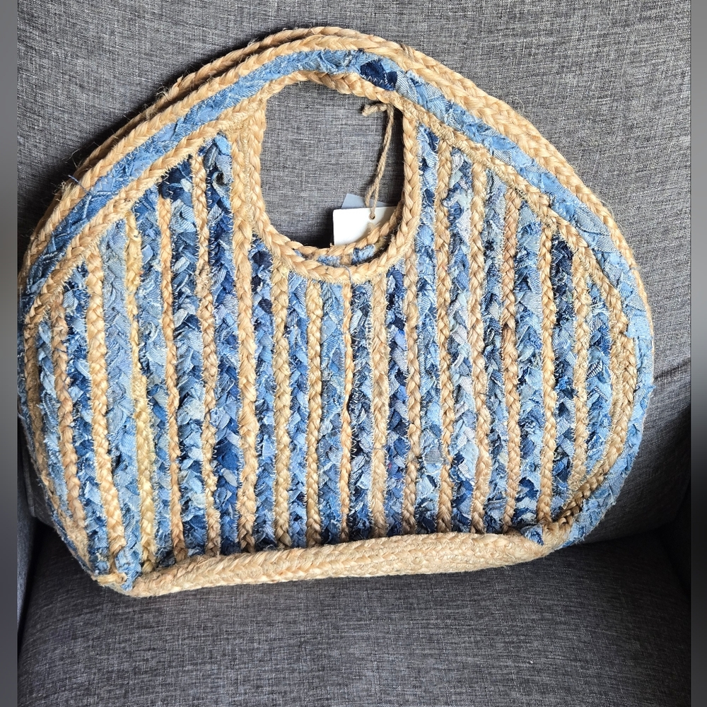Anthropologie Antik Kraft Ruhi Jute Shopper in Blue (Denim) - Picture 4 of 9
